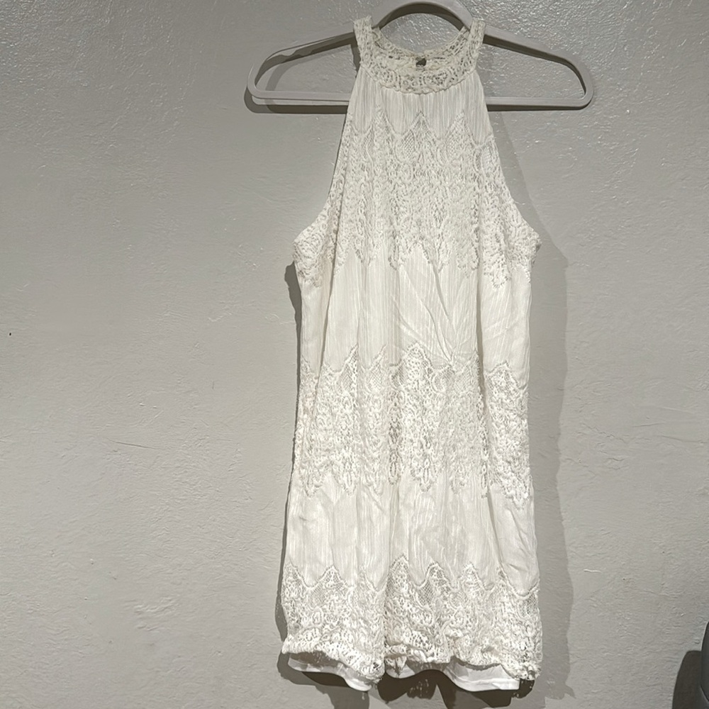 Charlotte Russe white halter top laced dress